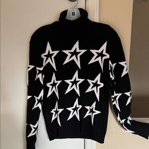 ANTONIO MELANI Black and White Star Turtleneck Sweater